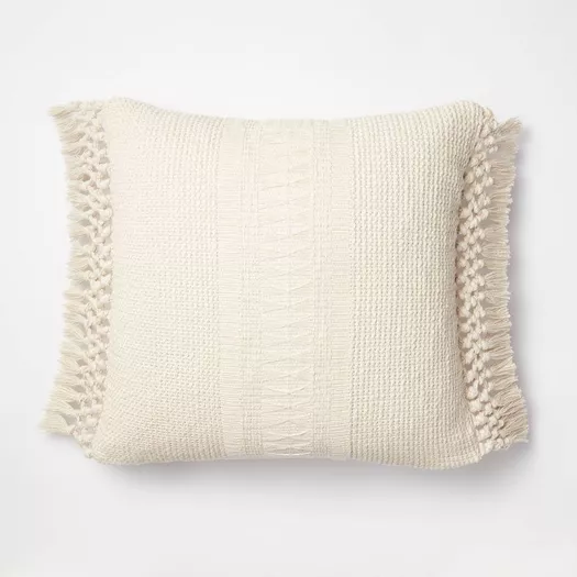Intersect White Boucle Modern Throw Pillow with Feather-Down Insert 20 +  Reviews | CB2