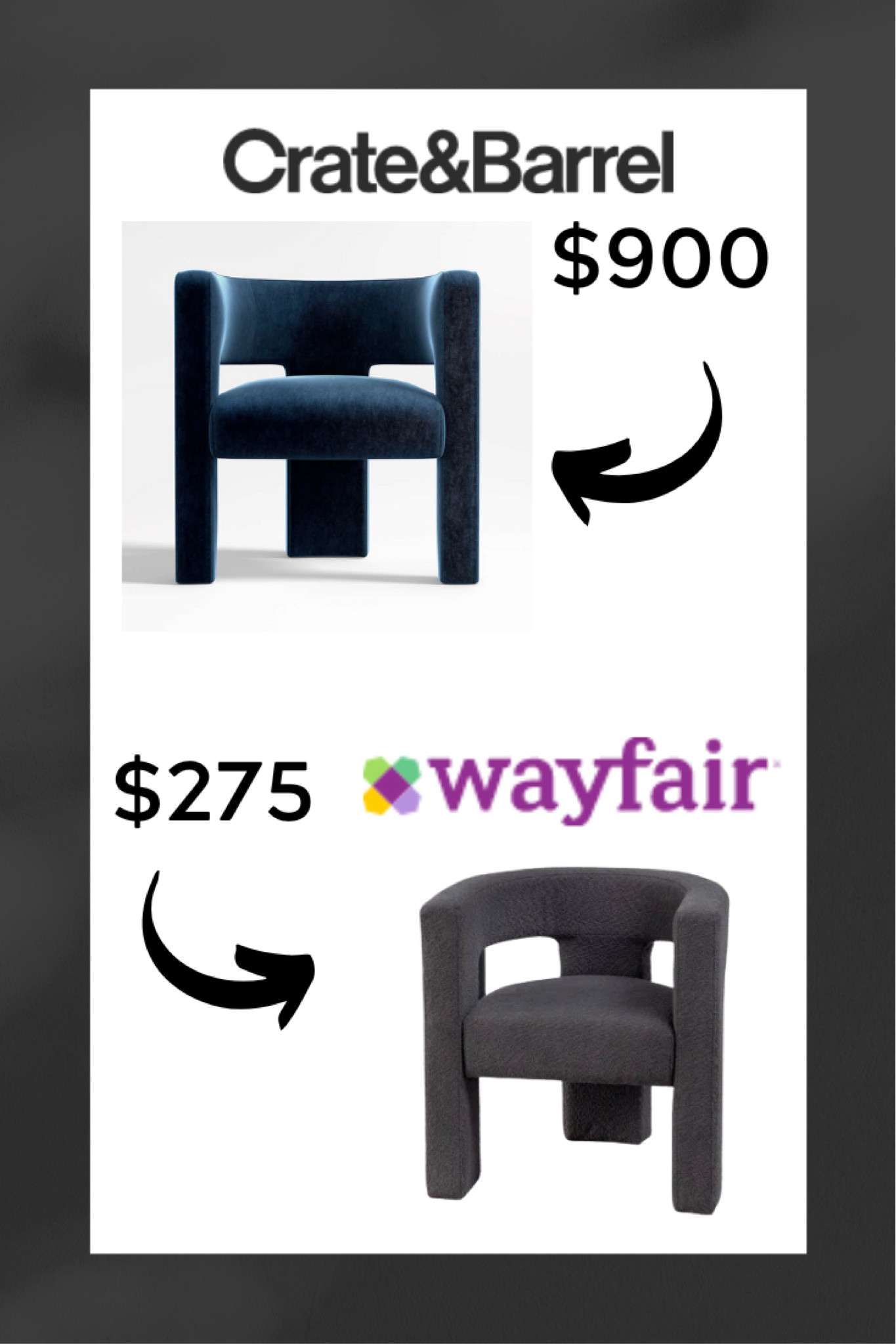 Love the look but not the price tag? Do a quick google image search and find the rounded armchair for less! #shopsmarter #dupe #homedecor 

#LTKsalealert #LTKhome #LTKFind