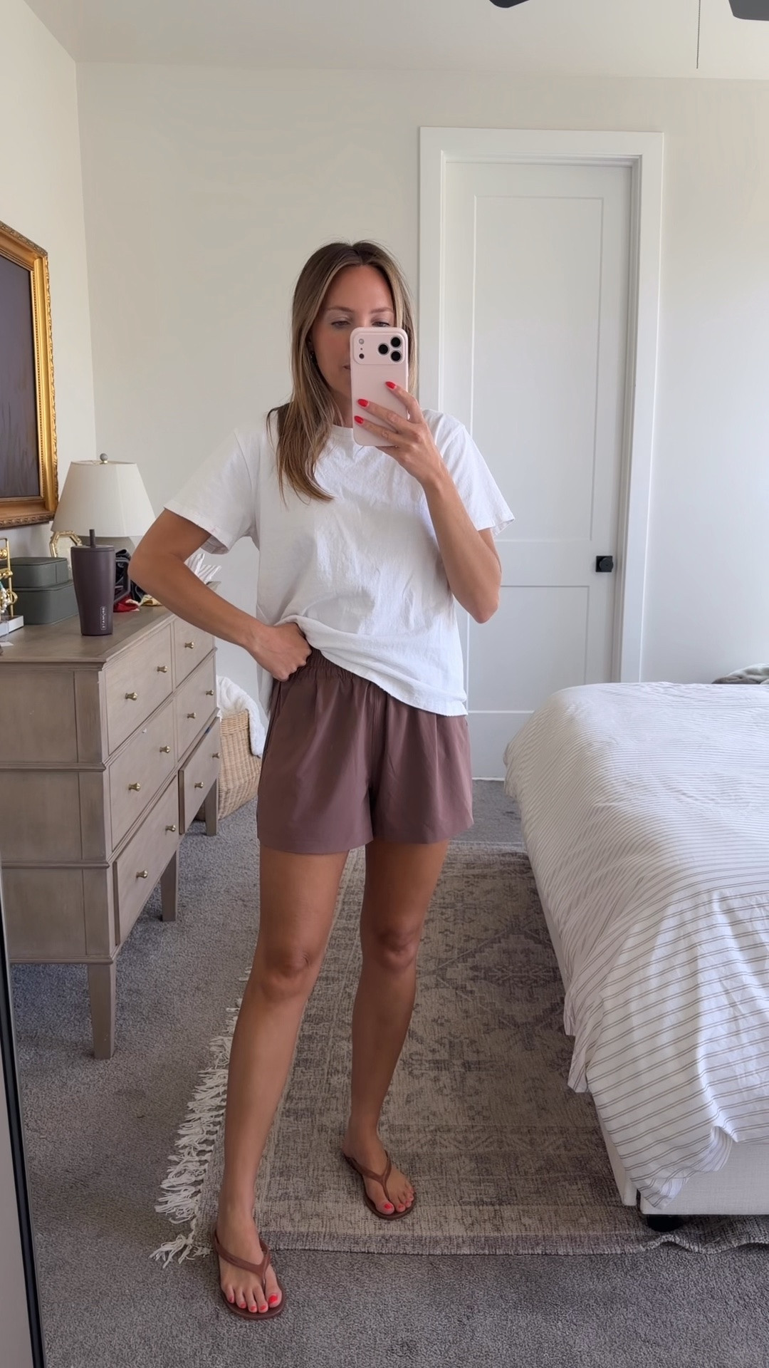 Wearing size small in tee & XS in shorts!