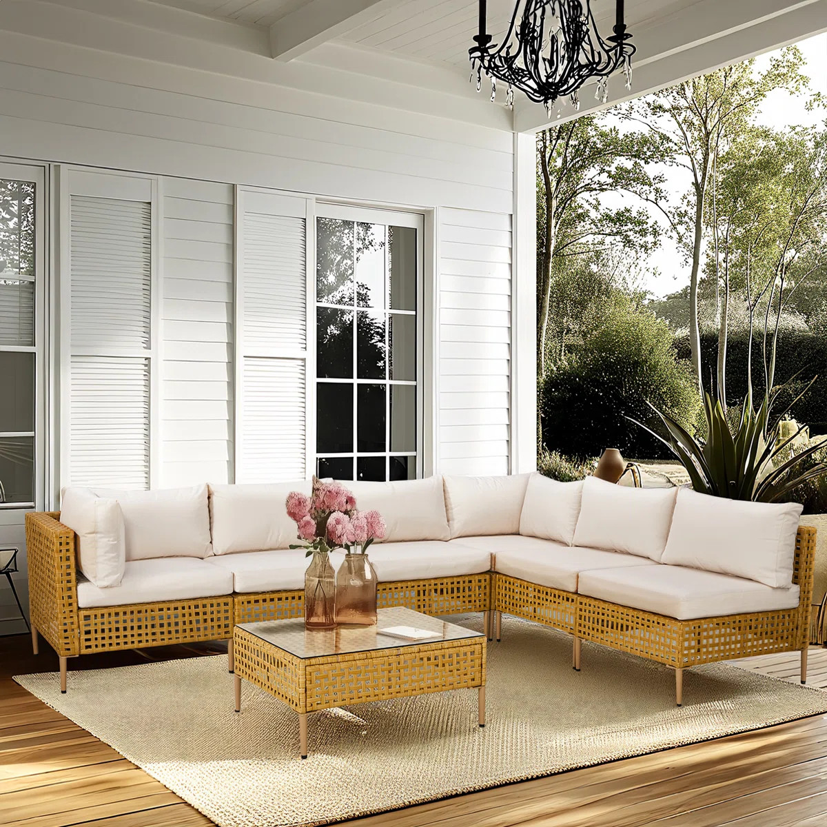Patio 7-Piece PE Wicker Sectional Conversation Set | Wayfair North America