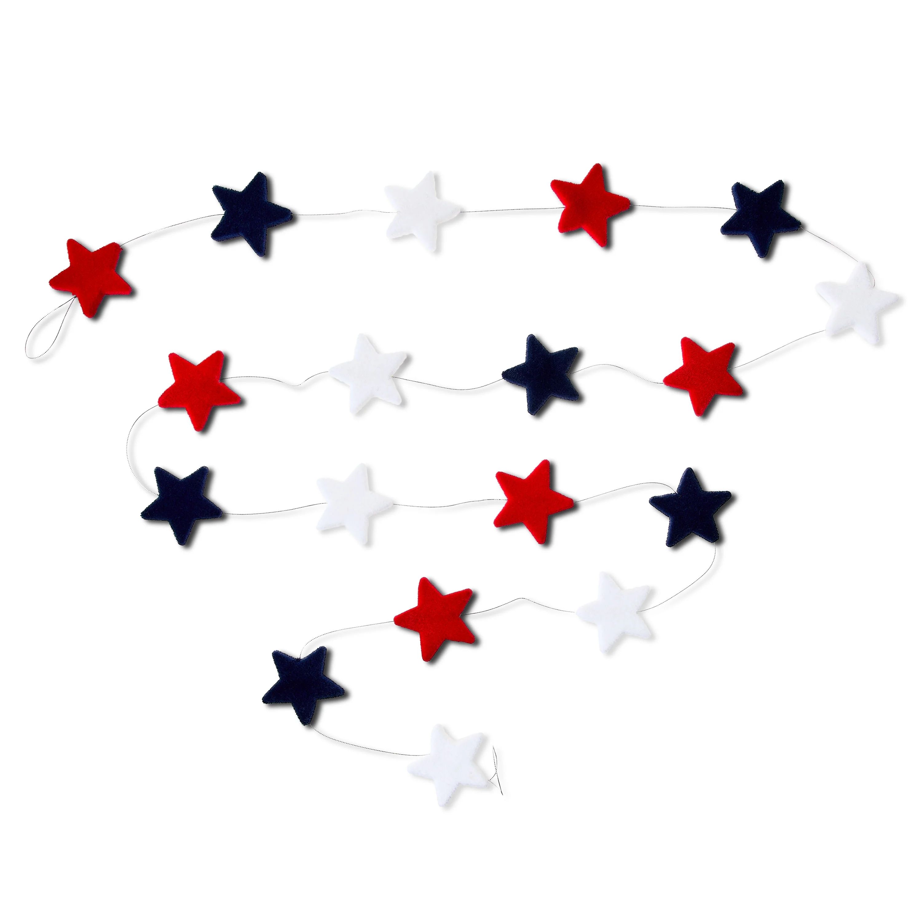 Patriotic Flocked Stars Garland, 9 ft, by Way To Celebrate | Walmart (US)