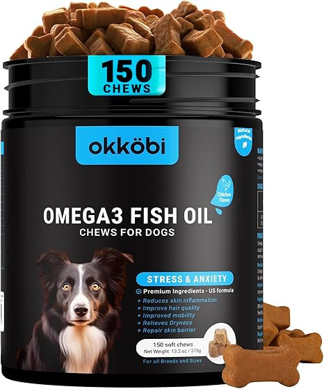Omega 3 Chews for Dogs - 150Pcs - Dog Skin and Coat Supplement - Rich in EPA & DHA Fatty Acids - ... | Amazon (US)