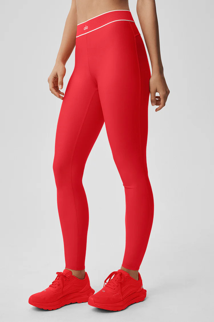 Airlift High-Waist Alignment Legging - Bright Red/White | Alo Yoga (US)