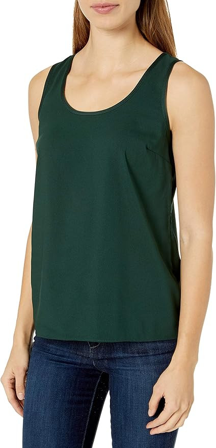 Lark & Ro Women's Sleeveless Satin Trim Woven Tank Top | Amazon (US)