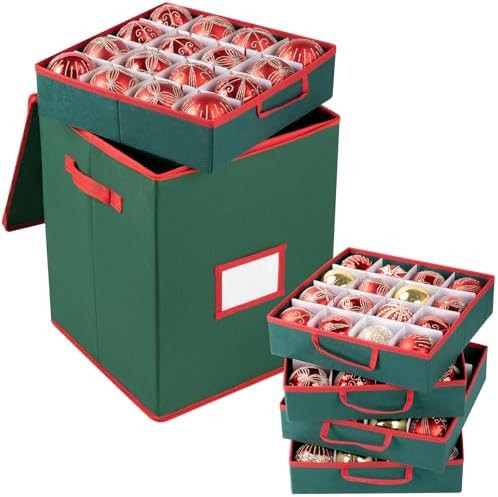 OIAHOMY Ornament Storage Box Holds 80 Christmas Ornaments, Christmas Ornament Storage Include Tra... | Amazon (US)
