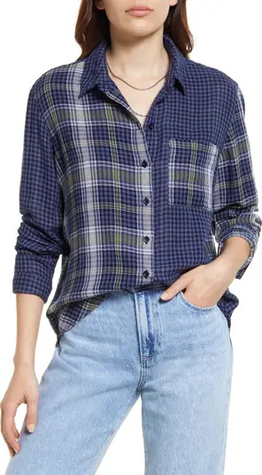 Mixed Plaid Cotton Boyfriend Shirt | Nordstrom