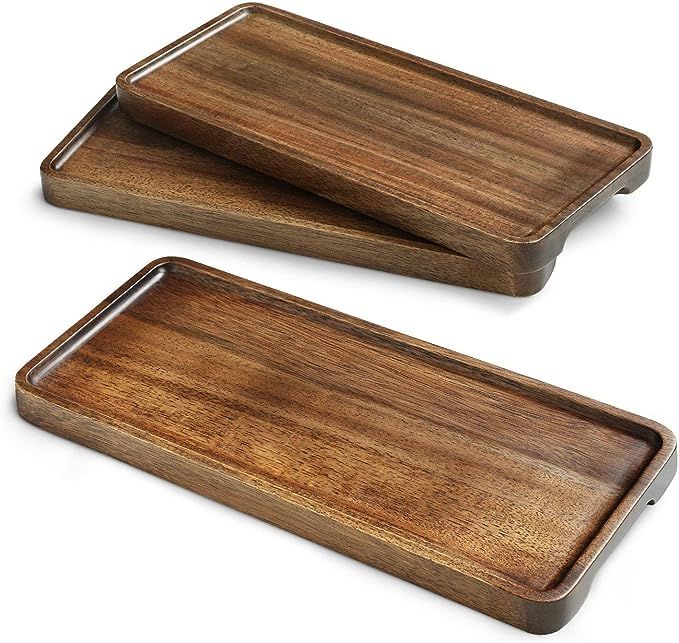 Miusco Wooden Platters Set of 3, 11.8 Inch Natural Acacia Wood Tray, Wooden Cheese Plate, For Ser... | Amazon (US)