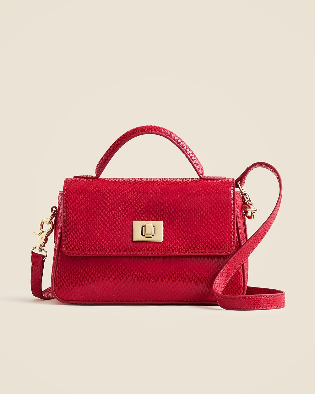 Small Edie top-handle bag in snake-embossed leather | J. Crew US