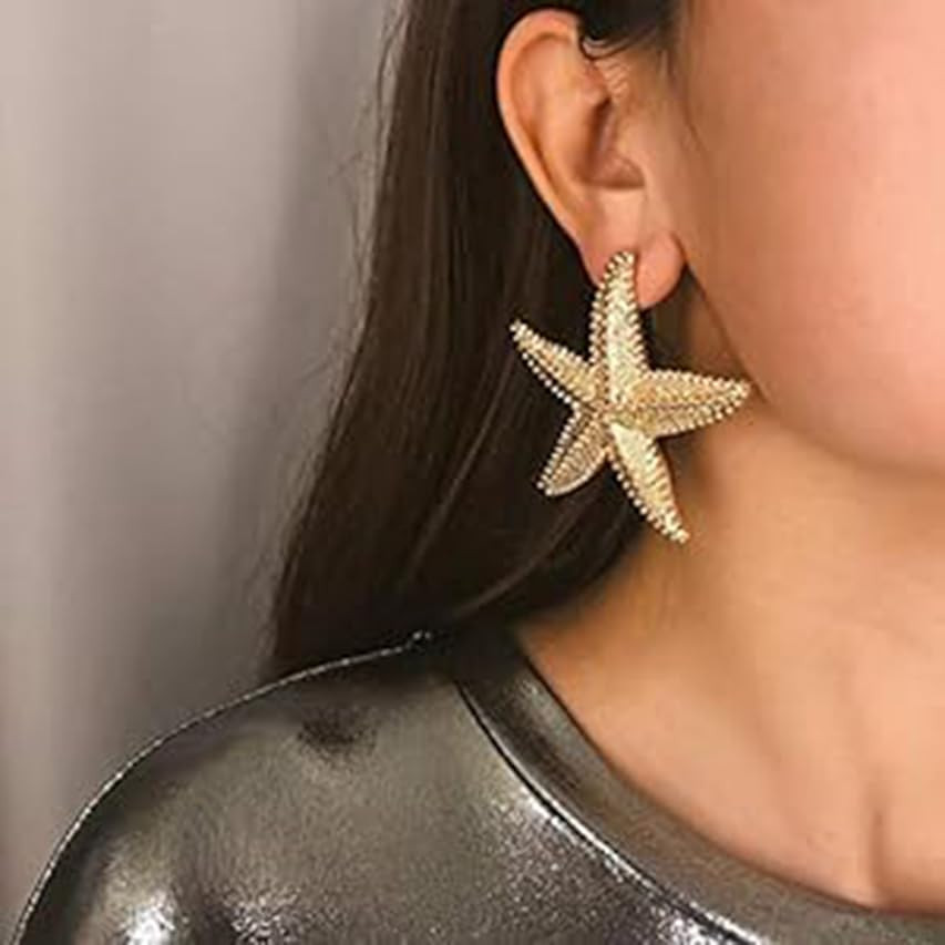 BERYUAN Halloween Statement Big Starfish Earrings Gold Star Earrings for Women Fashion Jewelry Ca... | Amazon (US)