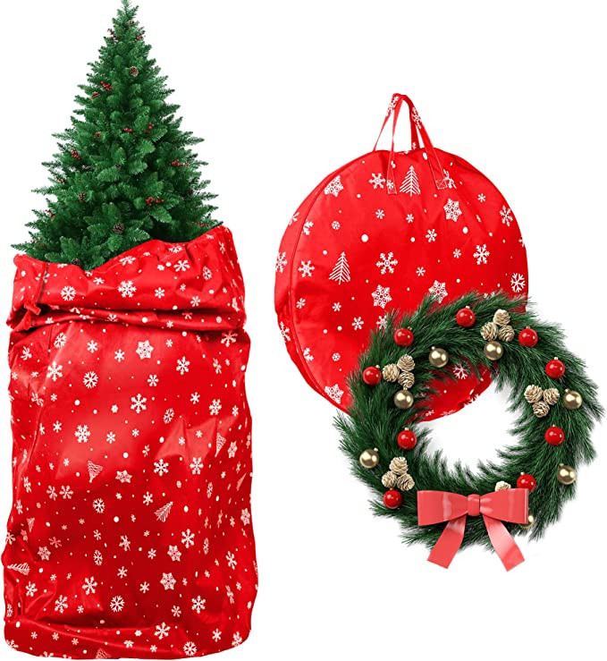 MIMIND 2 Pack Christmas Tree & Wreath Storage Bag Set, Xmas Tree Storage Bag Wreath Container Lar... | Amazon (US)