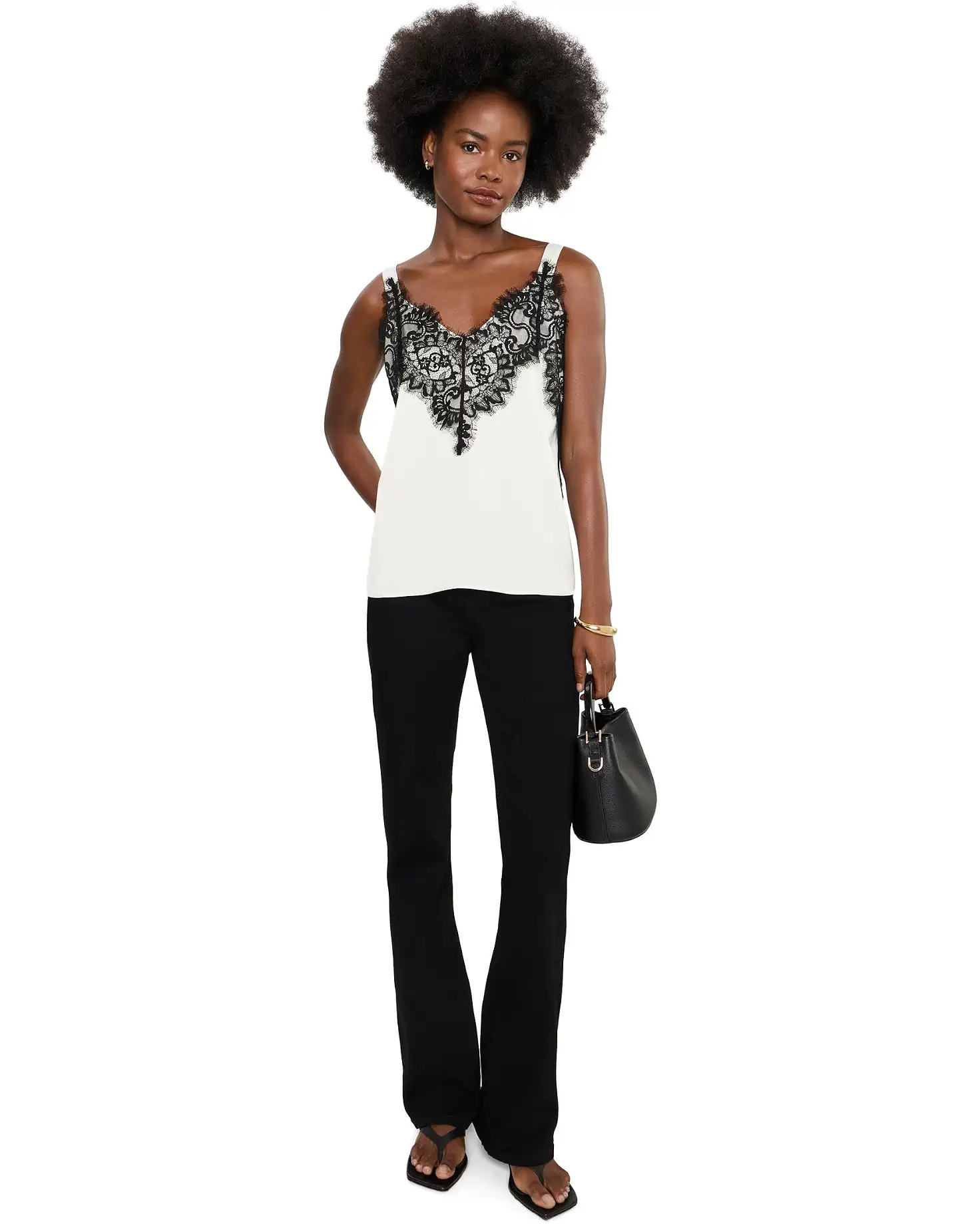Liverpool Los Angeles Sleeveless Woven Top w/ Lace Women's Clothing Dark Espresso W/ Black Lace: LG | Zappos.com