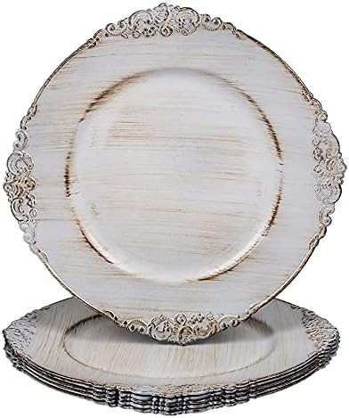 Amazon.com | MAONAME Antique White Charger Plates, Round Antique Plate Chargers for Dinner Plates... | Amazon (US)