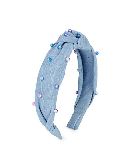 Bari Lynn Rainbow Faux Pearl Denim Headband - Denim | Saks Fifth Avenue