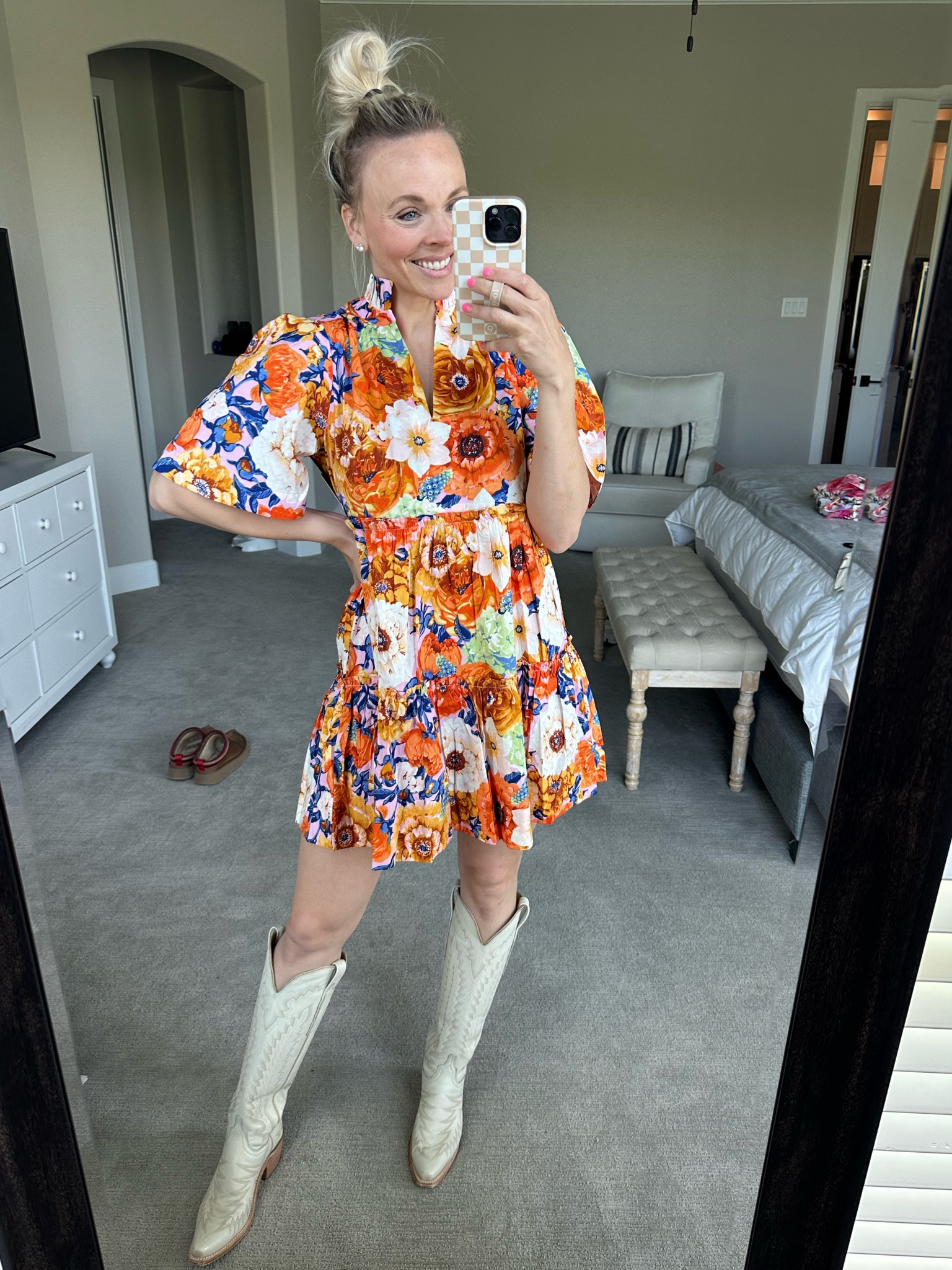 Sized down to a small in the floral print dress! I’m obsessed!!! Would be so cute for a country concert, bridal shower, or whatever you have going on. 7.5 in the cowboy boots! 

#LTKparties #LTKFestival #LTKstyletip