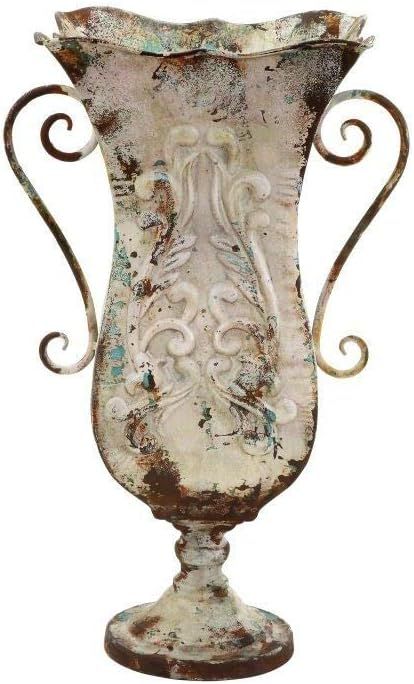 French Country 13-inch Wide X 21-inch High Iron Urn Planter Vase Beige Traditional | Amazon (US)