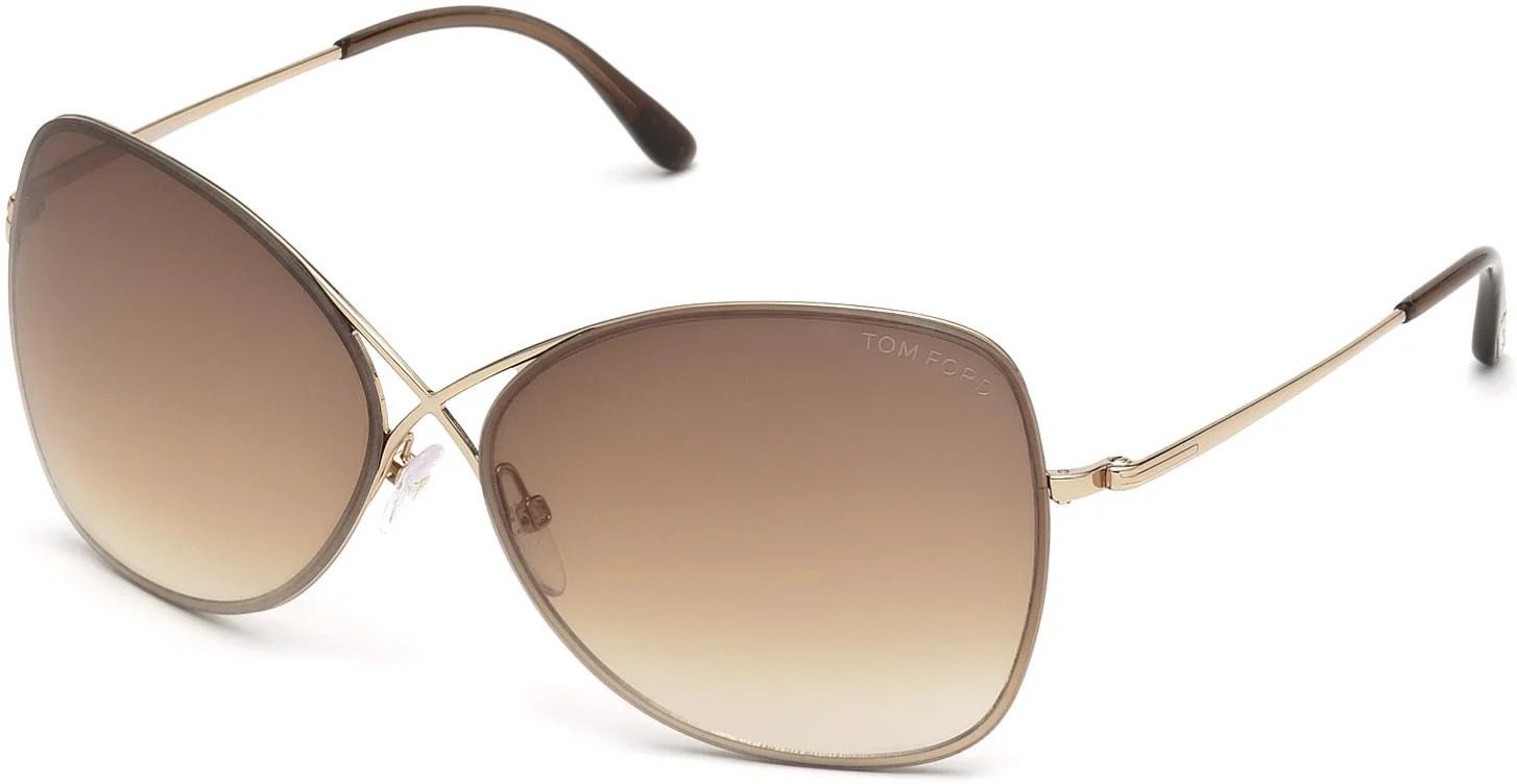 Tom Ford Colette 0250 Sunglasses 28F - Shiny Rose Gold - Gradient Brown Women Butterfly | Designer Optics
