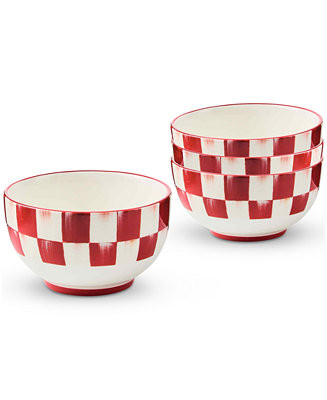 Cherry Check Breakfast Bowls, Set of 4 | Macy's