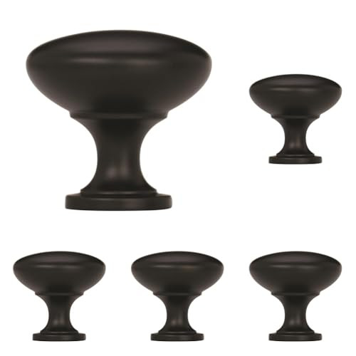 Amerock | Cabinet Knob | Matte Black | 1-1/4 inch (32 mm) Diameter | Edona | 5 Pack | Drawer Knob | Cabinet Hardware | Amazon (US)