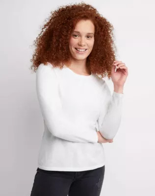 Hanes Women's Long Sleeve Cotton T-Shirt, White, Large | Belk