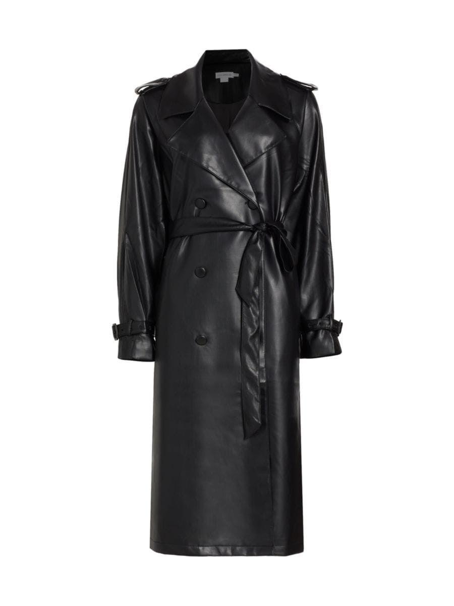 Better Than Leather Faux Leather Double-Breasted Trench Coat | Saks Fifth Avenue
