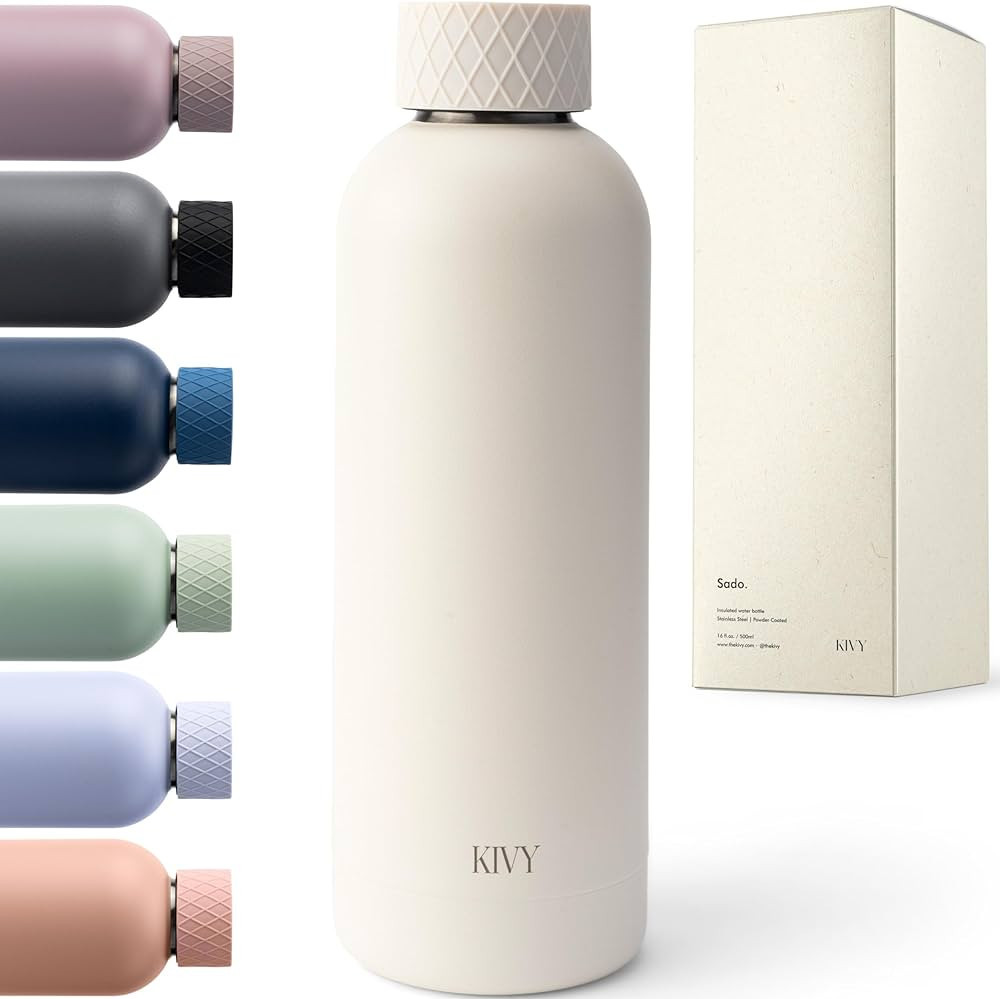 KIVY Stainless Steel Insulated Water Bottle 16oz | Leak Proof BPA-Free Metal Water Bottle - Stain... | Amazon (US)