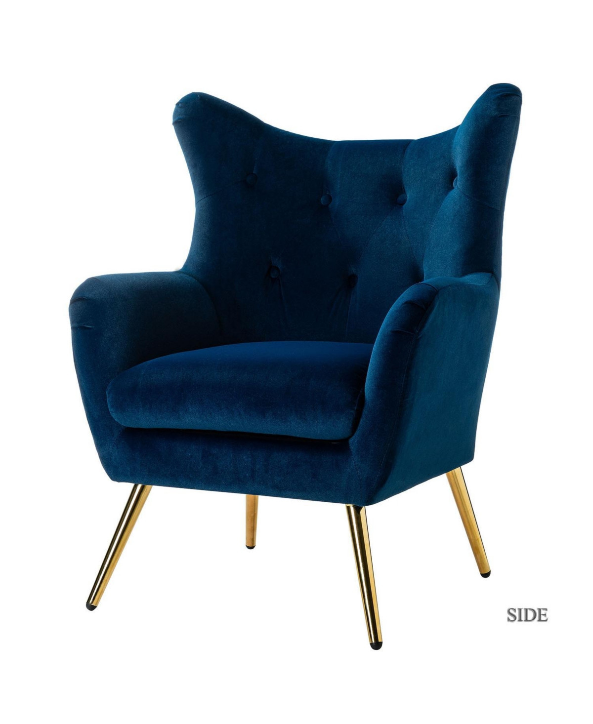 Hulala Home Avianna Wide Tufted Velvet Wingback Chair - Navy | Macy's