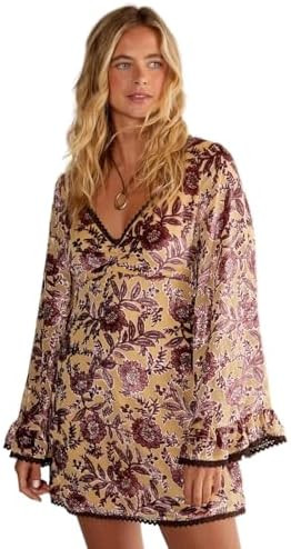 Nasty Gal Women's Vintage Floral Devore Lace Trim Ruffle Sleeve Mini Dress | Amazon (US)