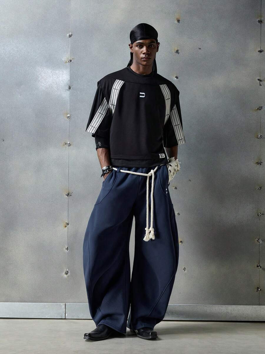 NEON BLANC Men's Street Style Knit Letters Embroidery Jogger Sweatpants, Streetwear-Inspired | SHEIN