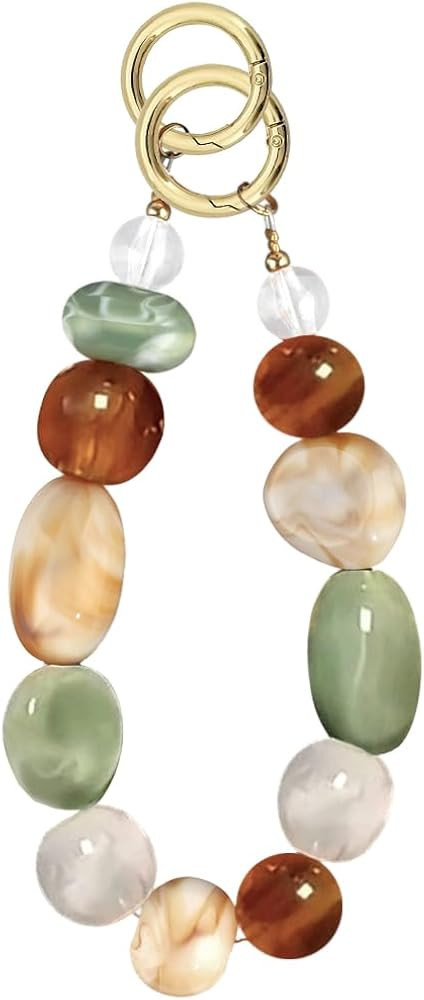 Beaded Phone Charm Mixed Color Plaid Stone Phone Chain Purse Charms Cute Keychain Wristlet Key Ch... | Amazon (US)