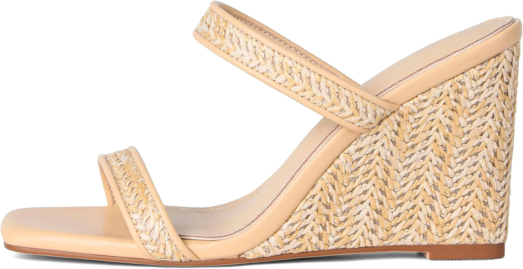 EQAUDES Wedge Sandals for Women Beach Shoes Espadrilles - Square Toe, Chunky Heel, Slip-On, Slide... | Amazon (US)