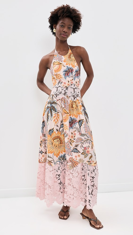 FARM Rio Ligia Floral Light Pink Lace Maxi Dress | Shopbop | Shopbop