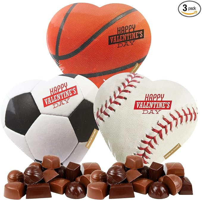 Sweetzo - Sports Hearts Chocolate Gift Boxes, Valentine's Gift for Teenage Boys, 2 Ounces (Pack o... | Amazon (US)