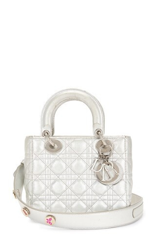 Dior Cannage Lucky Badges My Lady Dior Handbag in Metallic Silver | FWRD 