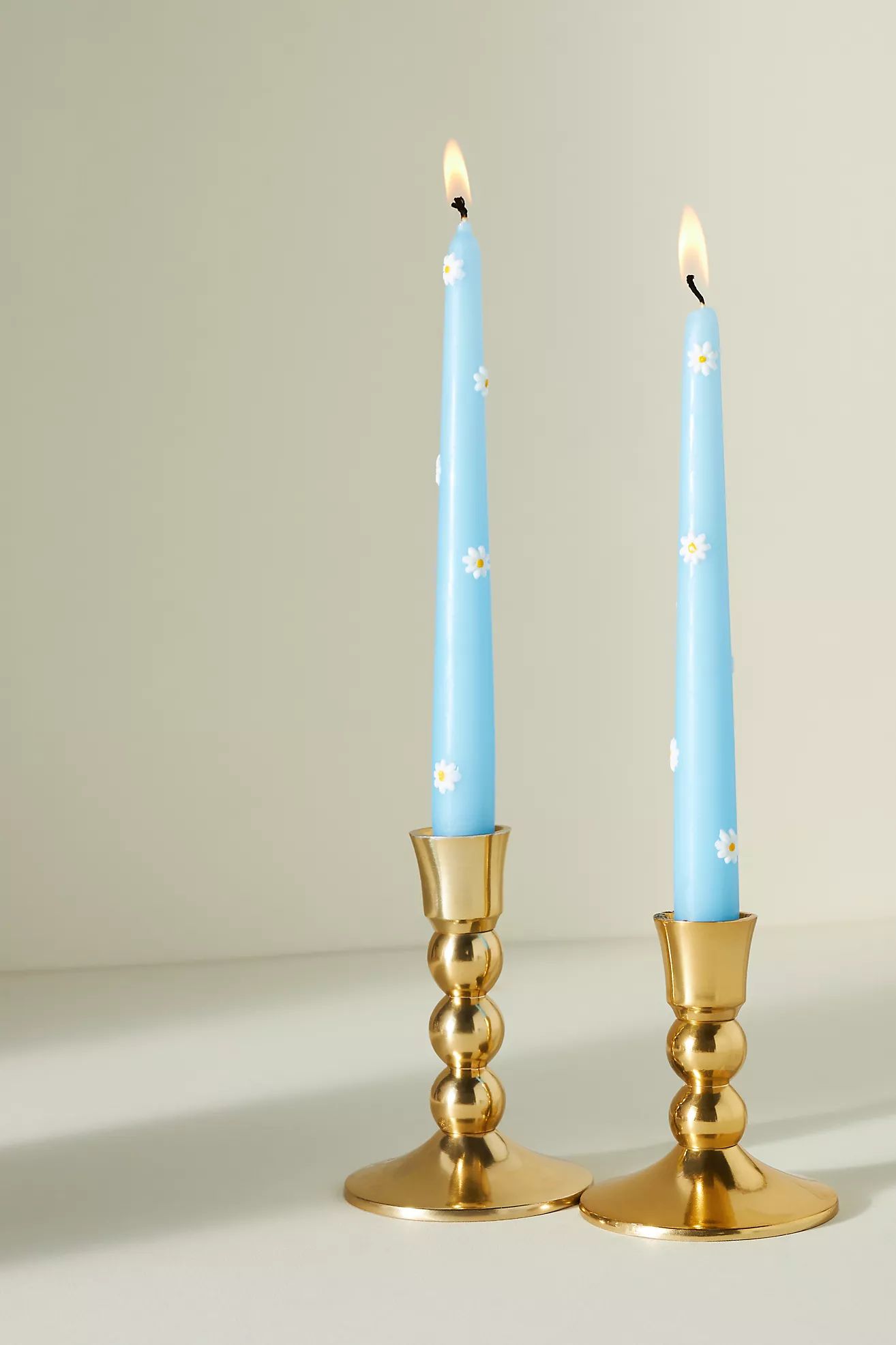 Pressed Daisy Taper Candles, Set of 2 | Anthropologie (US)