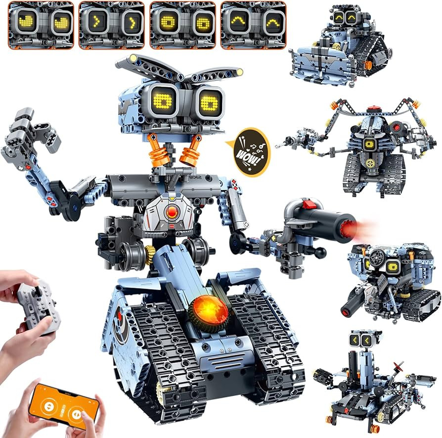 Changeable LED Eyes Robot Building Set- 5 in 1 Remote & App-Controlled Robotic Building Block RC ... | Amazon (US)