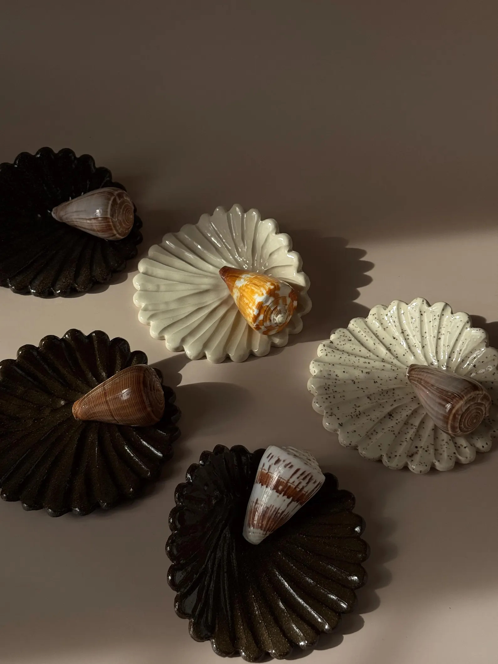 Ceramic Palo Santo Dish – Scallop-Inspired Glossy Brown Stoneware with Seashell Rest | Etsy (US)