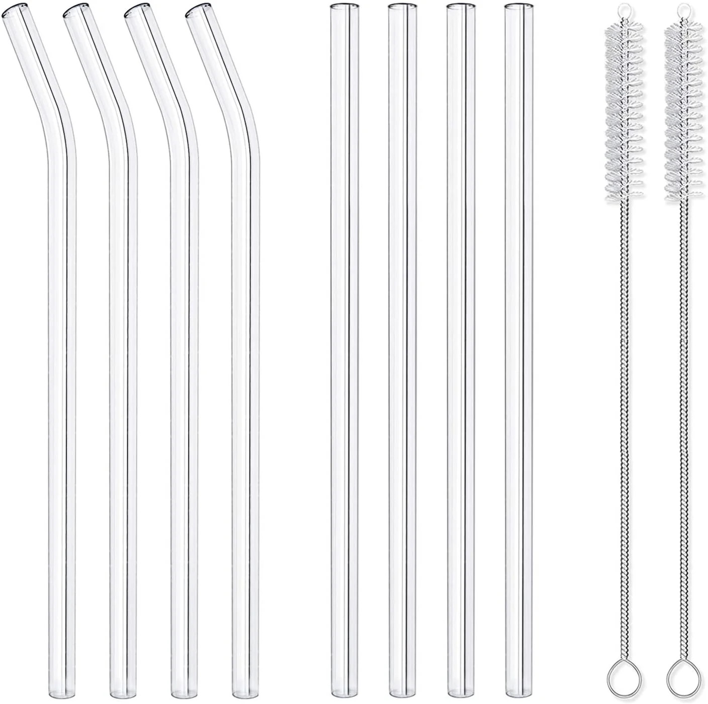 Invoibler 8 Pack Reusable Glass Straws, Transparent Straws,Portable Drinking Straws - Smoothie St... | Walmart (US)