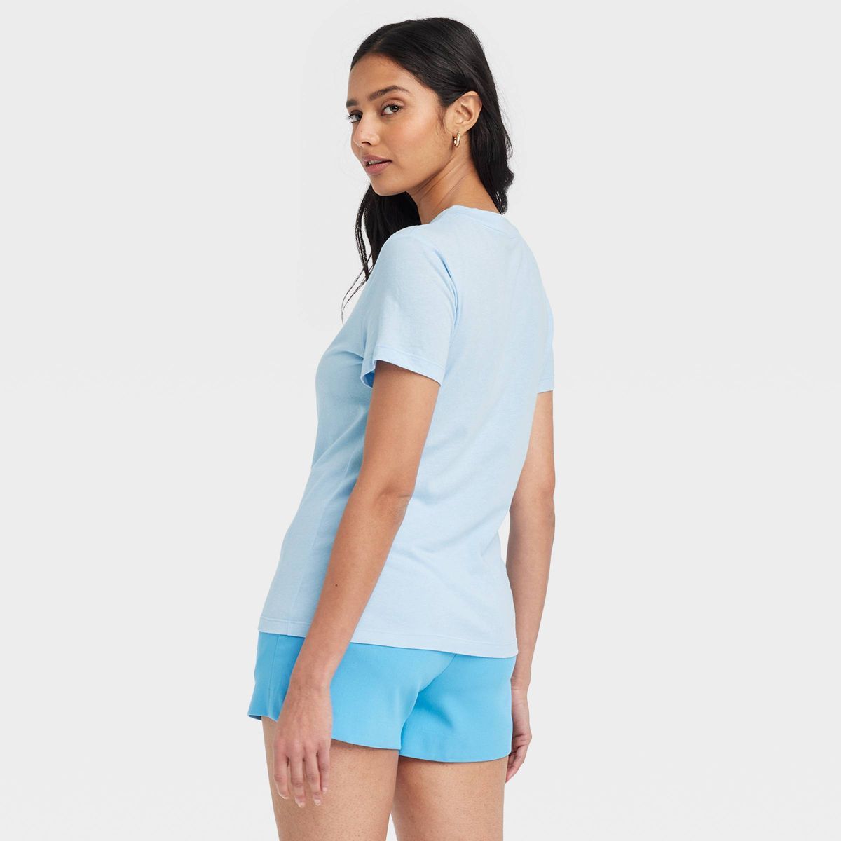 Women's Short Sleeve T-Shirt - A New Day™ Light Blue XS | Target