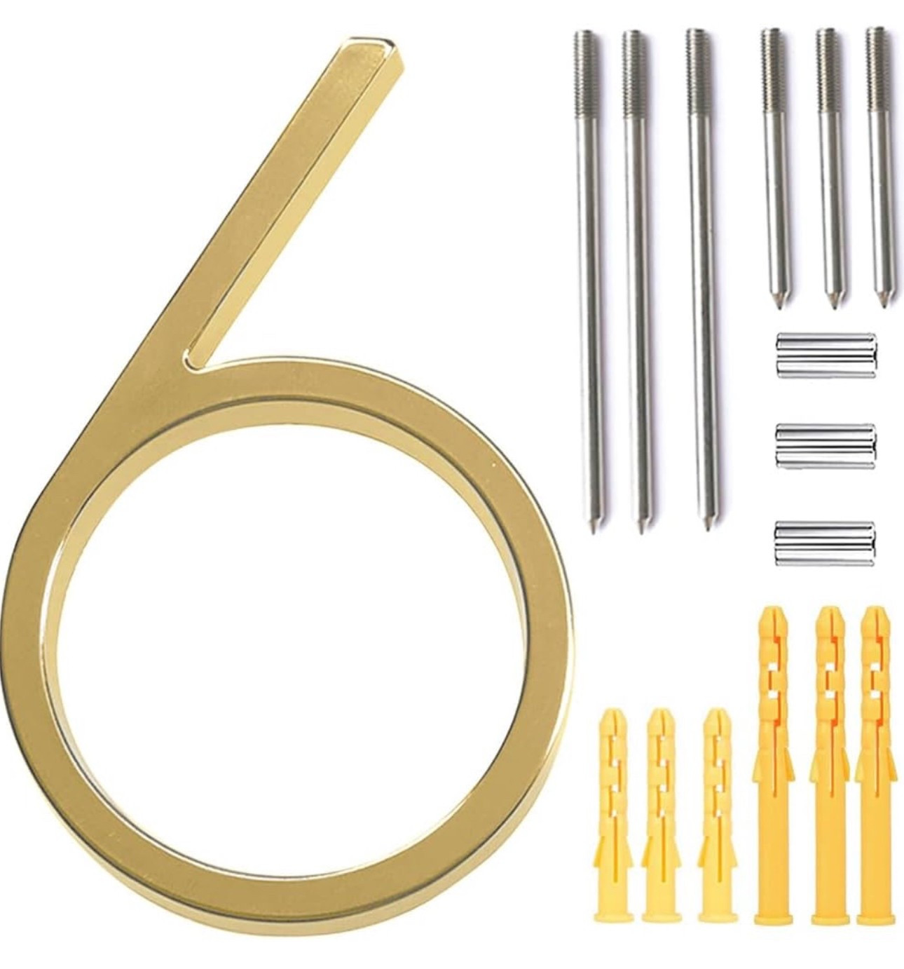 5’’ Floating House Number - Modern Zinc Alloy Address Number with Extended 304 Stainless Steel Screws for Optimal Floating Effect (Gold, Number 6)

#LTKHome