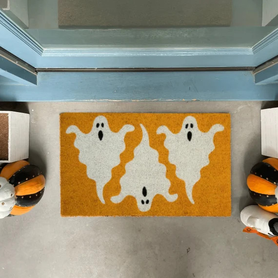 Halloween Doormat, Ghost Doormat, Fall Welcome Mat, Ghost Decor, Spooky Season, Outdoor Rug, Fall... | Etsy (US)