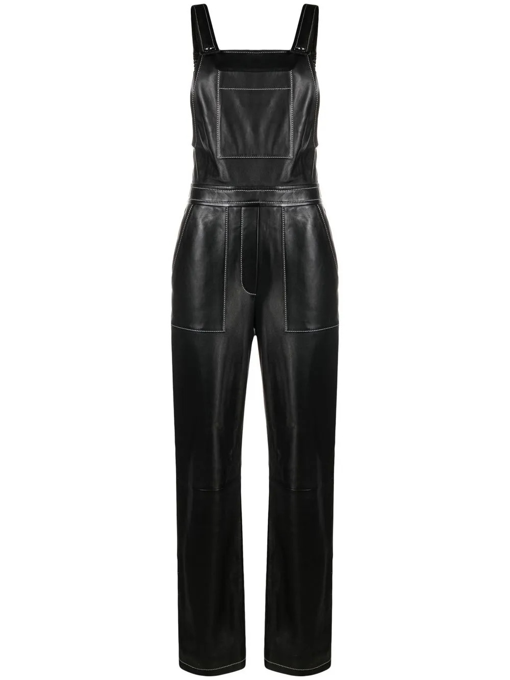 contrast-stitching leather dungarees | Farfetch Global