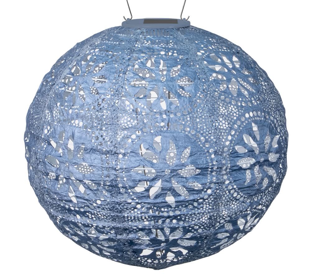 Soji Stella Boho Globe Solar Indoor/Outdoor Lantern, Sky Blue Metallic - 12'' | Pottery Barn (US)