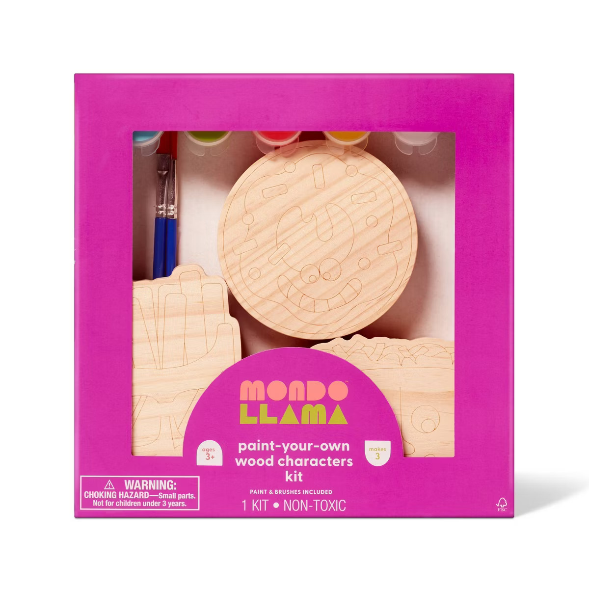 3ct Wood Food Characters Painting Craft Kit - Mondo Llama™ | Target