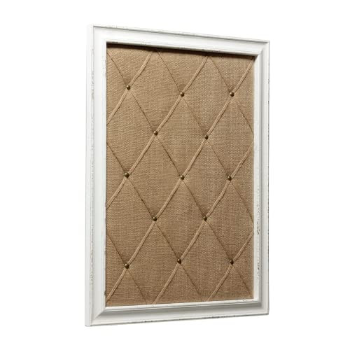 Antique White Linen Fabric Pin Board, 21"×27" Message Board Wall Decor, Burlap Bulletin Board Picture Memo Board, Large Cork Boards for Walls with Frame, Vision Board for Farmhouse Home,Office Decor | Amazon (US)