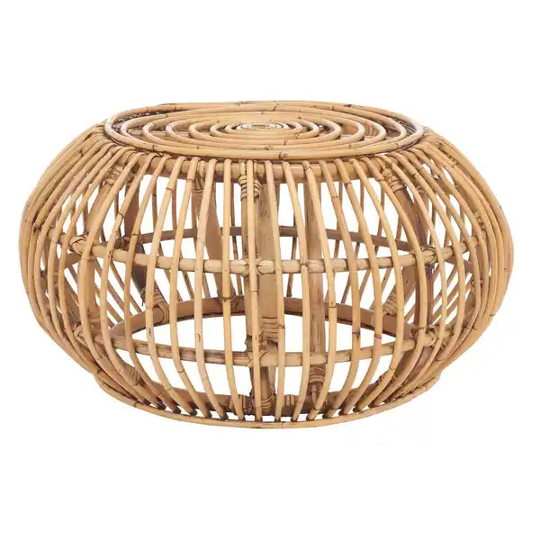 SAFAVIEH Jacynda Tropical Coastal Boho Rattan Round Ottoman | Bed Bath & Beyond