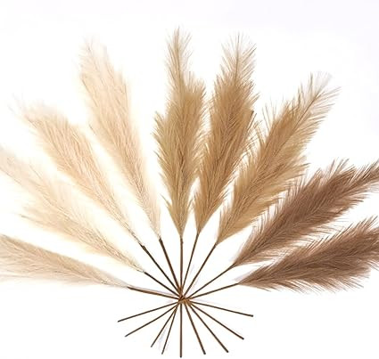 LUNAMA Artificial Faux Pampas Grass Branches - 9 Pcs of 33” Tall Pampas Stems in 3 Natural Colo... | Amazon (US)