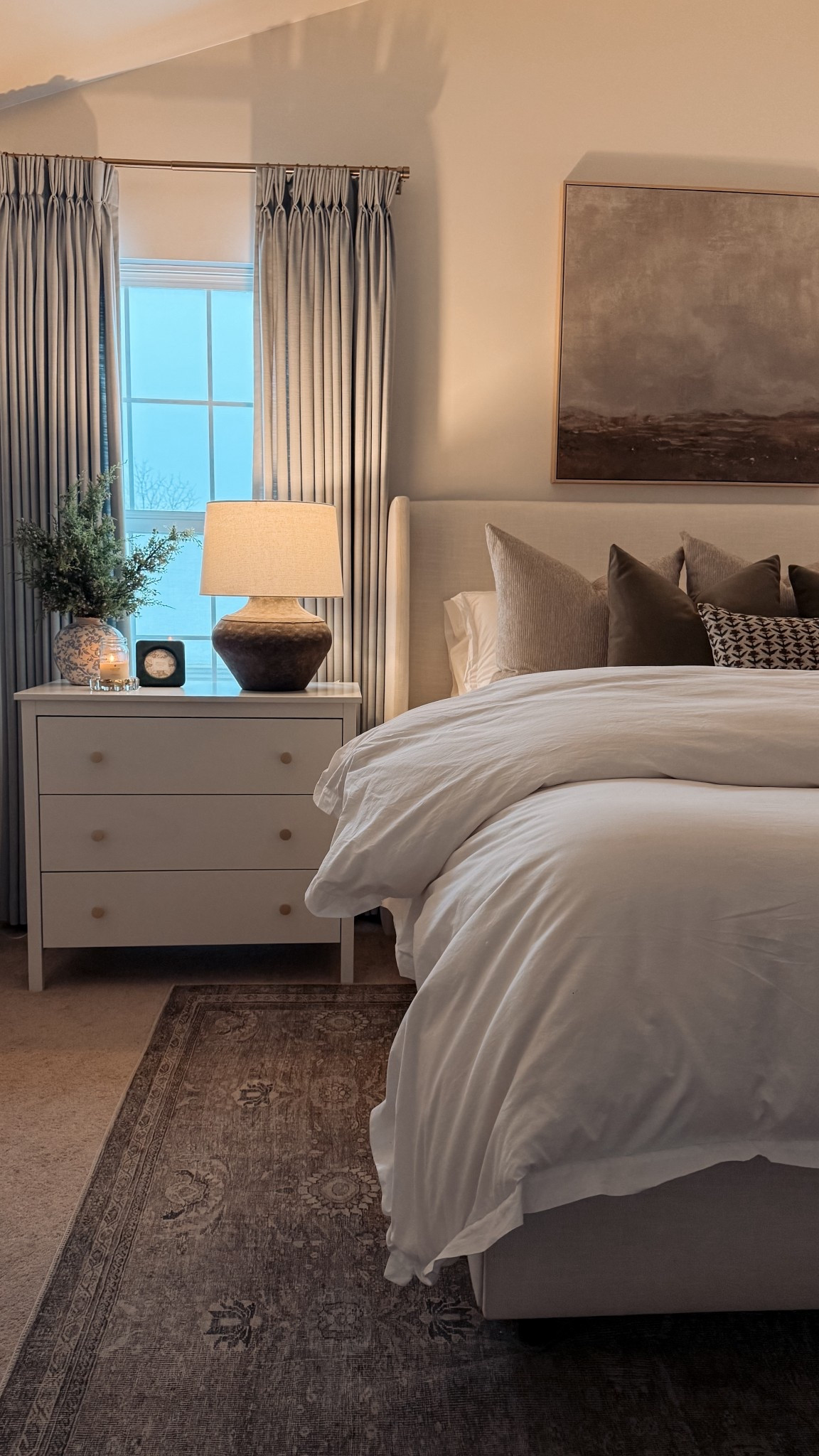 Winter bedroom styling 

Curtains color: winter sky. Use code COZYWITHKATE to save! 

Bedding: use code KATE to save 

#LTKSeasonal #LTKHome #LTKHoliday