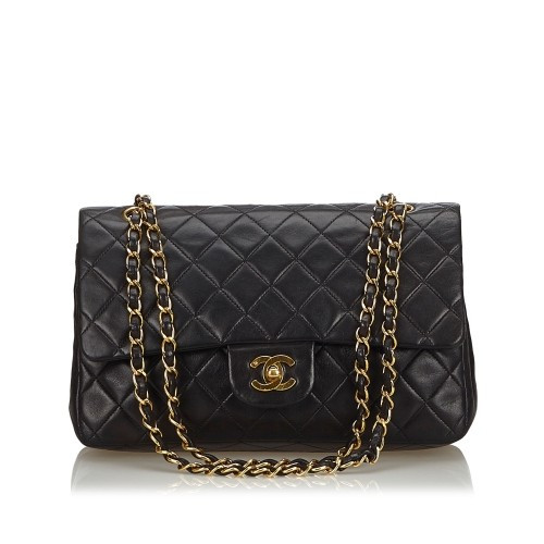 Chanel Black Classic Medium Lambskin Double Flap Bag | Harvey Nichols (Global)