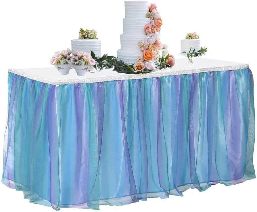 Tutu Table Skirt 6ft for Round Retangle Table Adjustable Tulle Table Skirt for Birthday Baby Show... | Amazon (US)