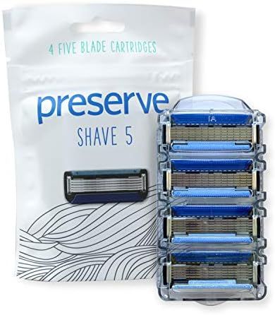 Preserve Five Blade Replacement Cartridges for Preserve Shave Five Recycled Razor, 4 Count | Amazon (US)